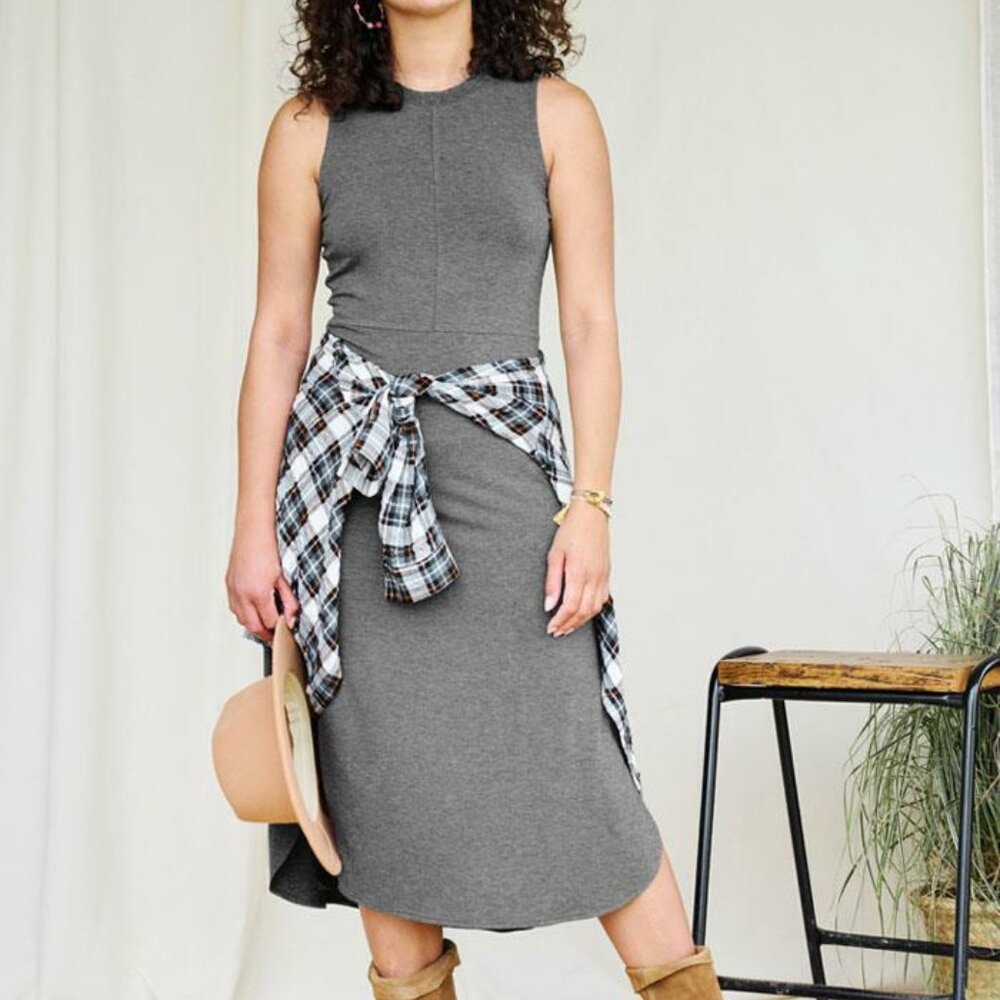 Matilda Jane Good Hart GH Shiloh Grey Sleeveless Maxi Dress Size L Large #3305